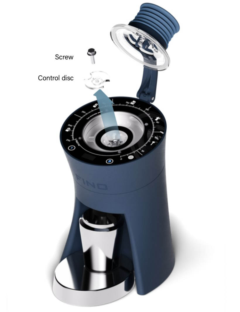 Loosen and remove the motor shaft screw and flow control disc